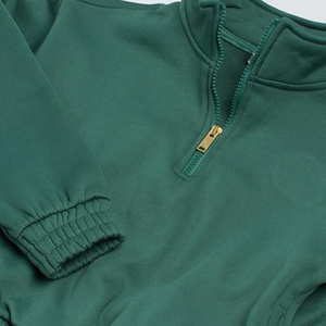 Chándales personalizados 100% de algodón verde para niños, ropa informal cómoda, chándal de carga con media cremallera, chándal con capucha de invierno de talla grande sólido - Product Image 4