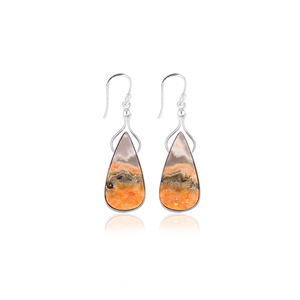 Pendientes de Plata de Ley con Incrustaciones de Jaspe Abejorro, Pendientes de Moda Estilo Bohemio, Fabricante Mayorista - Product Image 1