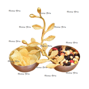 Newest design round shape decorative <b>bowl</b> premium quality <b>stainless</b> <b>steel</b> <b>bowl</b> with brass leaf handle in bulk - Product Image 2