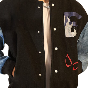 Fashionable Men's 100% <b>Wool</b> Varsity Jacket Winter Casual Street Hip Hop Inspired 3D Patchwork Detail New Condition Direct Stand - Product Image 5