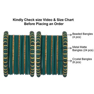 Fabricante indio de joyería de oro tradicional liso mate brazalete de cristal de diamantes de imitación brazalete nupcial conjunto de joyería india para mujer - Product Image 4