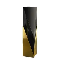 Black Crystal Diamond Award Trophy with Gold Metal