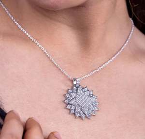 Collier pendentif fleur glacée éblouissante en argent sterling 925 avec diamants AAA, bijou classique hip-hop, cadeau pour homme - Product Image 2