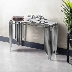 Iving-Mesa consola de acero inoxidable con espejo, mueble moderno para habitación - Product Image 5