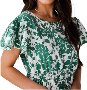 Robe d'été décontractée tendance pour femmes, imprimé floral vert, idéale pour les fêtes sur la plage, les sorties en boîte de nuit et le port quotidien, offerte aux meilleurs prix - Product Image 5