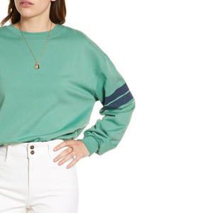 Haute qualité 100% coton décontracté streetwear goutte épaule chiffres respirant écologique sweats à capuche tricoté femmes sweat-shirt - Product Image 2