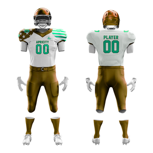 Ensembles d'uniformes de football américain personnalisés en gros, manches courtes, respirants, séchage rapide, grandes tailles, 100 % polyester, pantalons renforcés pour équipe - Product Image 6