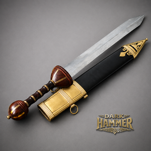Espada Gladius, Espada Decorativa de Estilo Romano Histórico con Mango de Madera Ornamentado y Funda Negra - Product Image 1