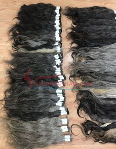 Cabello natural gris liso a granel Cabello humano a granel 100% Extensión de cabello alineada con cutícula natural de alta calidad - Product Image 2