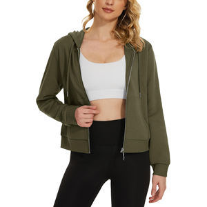 Usine directe de haute qualité unisexe plein coton recadrée fermeture éclair femmes sweats à capuche hiver meilleure vente personnalisé brodé motif 3D - Product Image 4