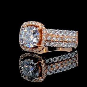 Bague de fiançailles en diamant de laboratoire taille ronde certifiée IGI, or massif 14 carats, halo - Product Image 2