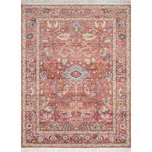 Alfombra Afgana de Lana Anudada a Mano con Diseño Floral Rojo y Naranja para el Hogar, Modelo Enm-8017 - Product Image 1