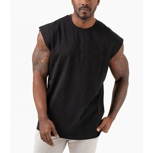 Débardeur Streetwear à col double couche en coton + polyester 185g personnalisé débardeurs pour hommes - Product Image 1