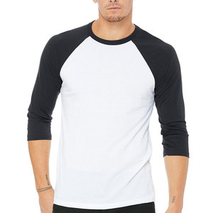 Bella Canvas 100% algodón mezclado 3/4-Camiseta de béisbol de manga extragrande con cuello redondo secado rápido transpirable ligero para verano - Product Image 6