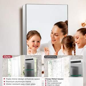 Armoire à pharmacie en aluminium, rangement spacieux pour les articles de toilette, idéal pour les salles de bains domestiques, les suites d'hôtel et les toilettes modernes - Product Image 6