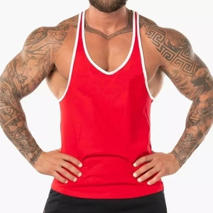 Logo personnalisé hommes grande taille entraînement Gym sport gilet solide débardeur décontracté conception d'impression lavé Fitness Stringer gilet tricoté - Product Image 1