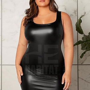 Robe en cuir moulante pour femme, sans manches, sur mesure, robe en cuir pour femme, tenue de soirée - Product Image 4