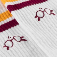 Calcetines unisex de jacquard al por mayor, diseño Happy Golf, con puntera de dos tonos, de algodón peinado y elastano, fabricados en Vietnam, para jóvenes, con dibujos animados.