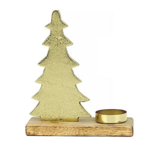 Bougeoir en métal argenté de qualité supérieure avec base en bois - Product Image 4