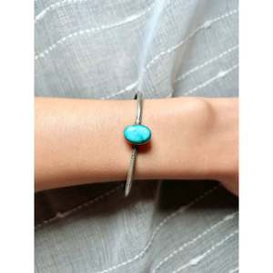 Navajo Handmade Cultural Collectible Sonoran Mountain Turquoise & Sterling <b>Silver</b> <b>Cuff</b> <b>Bracelet</b> - Product Image 5