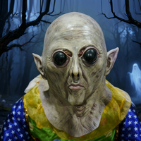 Masque de performance d'horreur réaliste pour Halloween, tête de vieil homme chauve, style clown, en PU, tendance, pour adulte