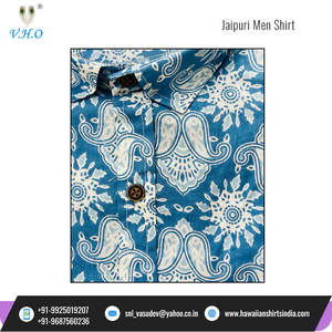 Meilleure qualité main bloc Jaipuri coton tissu à la main respectueux de la peau à manches courtes hommes coton tissu chemise décontractée à vendre - Product Image 2