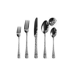 Ensemble de couverts en métal brillant personnalisé en acier inoxydable et argent avec poignée gravée classique ensemble de couverts élégants Offre Spéciale - Product Image 1