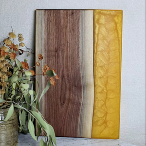 Planche à découper en bois d'olivier et résine époxy faite à la main haut de gamme taille personnalisée, bois naturel, bloc à découper de cuisine coloré - Product Image 1