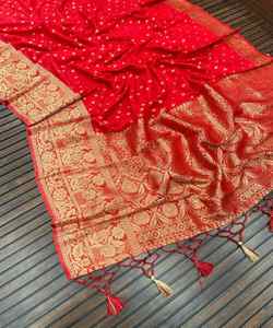 Graceful Wedding Wear Satin Saree with Sequin Embroidery and Pearl Work for Brides. - Product Image 2