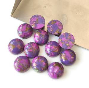 Venta al por mayor exclusiva púrpura cobre turquesa 3mm-40mm Natural parte posterior plana cabujón redondo piedras preciosas sueltas fabricación de joyas - Product Image 3