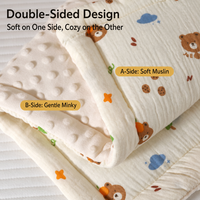 Tapis de poussette bébé toutes saisons en gaze de coton, coussin de siège bébé matelassé en coton, tapis de poussette double face