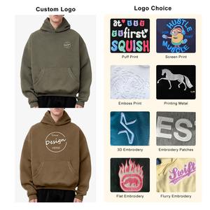 เสื้อฮู้ด Boxy แบบหนาสำหรับผู้ชายเสื้อครอปแบบเปิดไหล่ตก450Gsm ผ้าเฟรนช์เทอร์รี่ออกแบบได้ตามต้องการ - Product Image 4