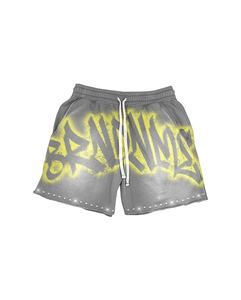 Concevez votre marque 100% coton Streetwear Sun Fade Sweat Shorts français éponge Logo personnalisé lavage à l'acide en détresse Shorts strass - Product Image 5