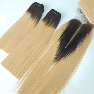 Meilleure qualité 100% cuticule alignée pour Ombre Blonde Vague Style donneur brut vietnamien Extension de cheveux humains génie trame faisceaux de cheveux - Product Image 6