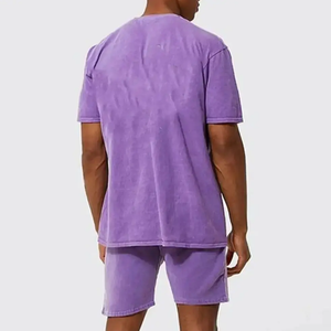 Survêtement d'été à col rond pour hommes personnalisé ensemble de t-shirts vintage lavés avec pierre pour hommes Streetwear ensemble de t-shirts et shorts à la mode - Product Image 4