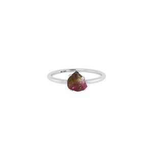 Anillo Apilable de Plata de Ley 925 con Turmalina Sandía de Forma Natural, Engaste de Puntas, Clásico para Boda o Compromiso, Paquete de 12 - Product Image 1