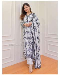 Ropa festiva afgana hecha a mano para mujer, pantalón Kurti, muselina, traje Palazzo con estampado Digital, ropa India paquistaní a granel - Product Image 5