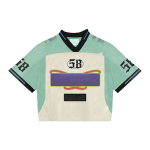 Camiseta de gran tamaño para hombre, camiseta de malla, camiseta de fútbol americano, Camiseta de algodón 100% para hombre, camiseta de malla de fútbol estampada holgada - Product Image 1