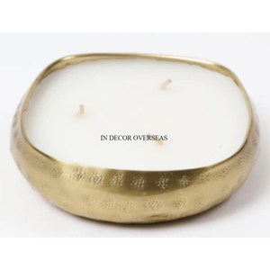 Tazón de servicio con acabado esmaltado de Color blanco hecho de Metal de alta calidad con patrón de moda con bordes y asas superiores chapados en oro - Product Image 3