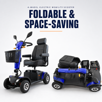 Scooter de mobilité pliable à quatre roues avec capteurs pour seniors, capacité de 150 kg, autonomie de 26 miles, moteur de 800 W, batterie au lithium pliable