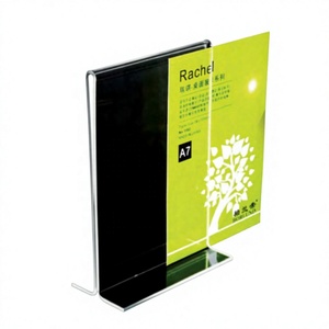 DPP Rachel Desktop Acrylic Menu Holder A7 Vertical Display Stand Glossy Finish Modern Style Pre Assembled - Product Image 1