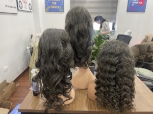 Perruques de cheveux humains de qualité supérieure avec ondulation naturelle, perruque grise, perruque vietnamienne, extension de cheveux, fermeture en dentelle, couleur libre - Product Image 4