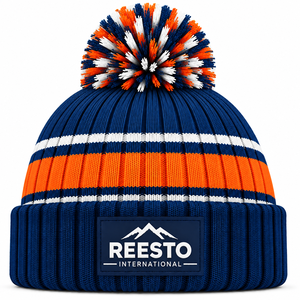 Bonnet tricoté en acrylique 100% avec pompon, personnalisé, OEM, avec votre propre logo, pour le ski, bonnet chaud d'hiver à revers, vente en gros - Product Image 1