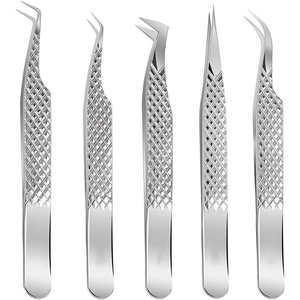 Pince à cils Extension de cils Pince à épiler Volume russe 11.5cm Pointe en fibre Acier inoxydable L Pince à épiler coudée Manuel - Product Image 4