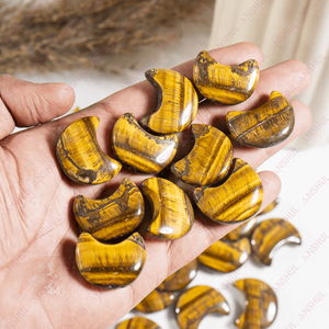 Wholesale Natural Tiger Eye Hand-Carved Crystal Crescent Moon Ornaments Healing Stone <b>Crafts</b> for Home Decoration - Product Image 6