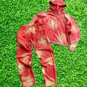 ชุดกีฬาผ้าฝ้ายขนแกะ100% สำหรับผู้ชายชุดวอร์ม2ชิ้นเสื้อฮู้ดแบบสวมหัว - Product Image 6