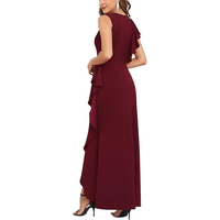 Solide haute fente Maxi robe moulante femmes été formel mariage à manches t-shirt haut moyen coréen à manches une robe doublée