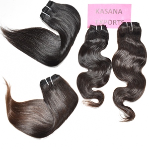 Machine Double Trame Cuticule Alignée 100% Naturel Non Transformé Vierge Raw Indien Remy Grade Ondulés Noir Femmes Extensions de Cheveux Humains - Product Image 2