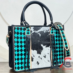 Compra directa de fábrica a granel, bolso de mano de cuero a cuadros oculto, bolso de hombro, bolsos cruzados de piel de vaca para mujer - Product Image 1