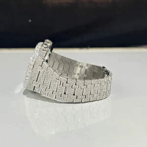 นาฬิกาโมอิสซาไนต์แก้วคุณภาพสูง งานสั่งทำพิเศษ สไตล์โบราณ หรูหรา ประดับเพชร ผ่านการทดสอบเพชร พร้อมใบรับรอง ตัวเรือนสแตนเลส - Product Image 4